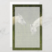 草を食べている2頭の馬 便箋 (正面/裏面)