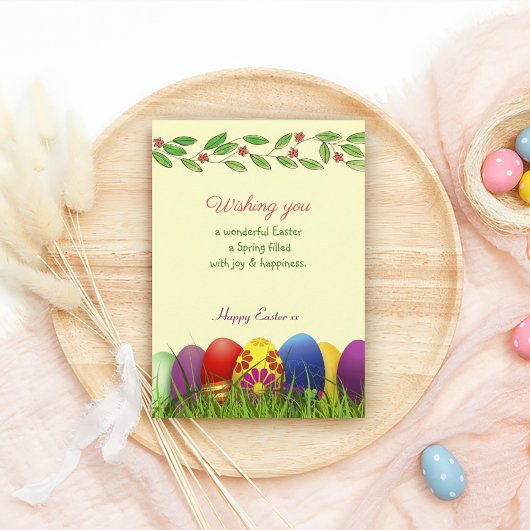 草カラフルの付いたイースターエッグホリデーカード サンキューカード
