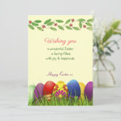 草カラフルの付いたイースターエッグホリデーカード サンキューカード (スタンド正面)