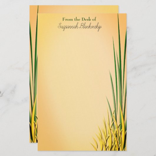 草カラフル縁ど名前をカスタムする 便箋 (正面/裏面)