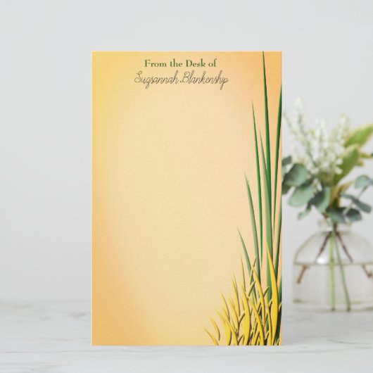 草カラフル縁ど名前をカスタムする 便箋 (スタンド正面)