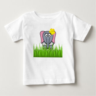 草ガーリー中の象 ベビーTシャツ