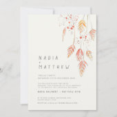 草シンプルと果実の秋スケッチ結婚写真 招待状 (正面)