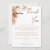 草モダン素朴ボヘミアンテラコタ結婚ズ サンキューカード (正面)
