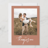 草モダン素朴ボヘミアンテラコタ結婚ズ サンキューカード (裏面)