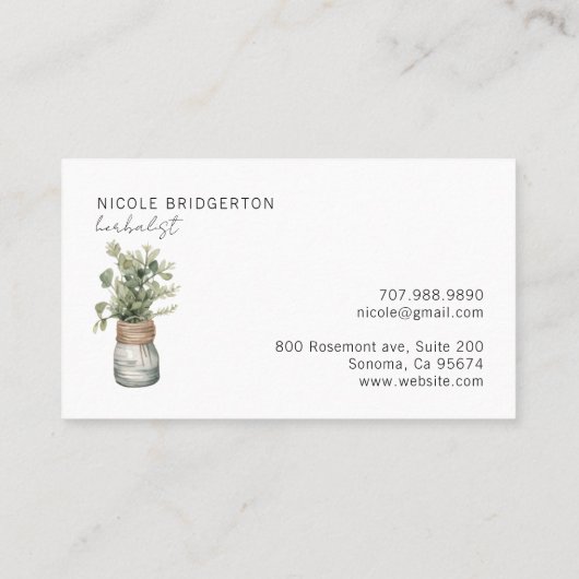 草モダン草のつる水色 名刺 (裏面)