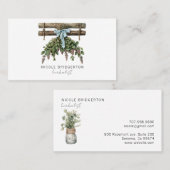 草モダン草のつる水色 名刺 (正面/裏面)