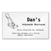 草刈り機と小型エンジンの修理 マグネット名刺 (正面)