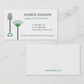 草刈り用の道具スペードとレーキ·ローン気に 名刺 (正面/裏面)