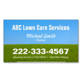 草刈り芝生気にグリーンフィールドグラスブルースカイ マグネット名刺 (正面)