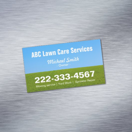 草刈り芝生気にグリーンフィールドグラスブルースカイ マグネット名刺 (インサイチュ)