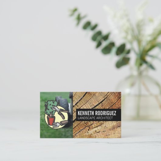 草刈り草 | 造園ロゴ 名刺 (スタンド正面)
