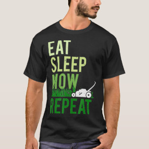 草刈り 睡眠 食事 繰り返し 面白い 芝刈り 造園 Tシャツ