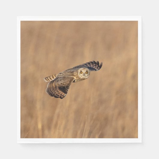 草原で飛行している短い耳のフクロウ スタンダードランチョンナプキン (正面)