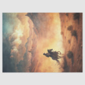 草原で馬に乗る西のカウボーイ 薄葉紙 (正面)