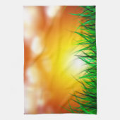 草原に広がる美しい日の出 キッチンタオル (縦)