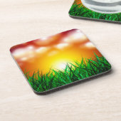 草原に広がる美しい日の出 コースター (左側)