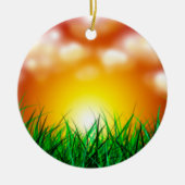 草原に広がる美しい日の出 セラミックオーナメント (正面)