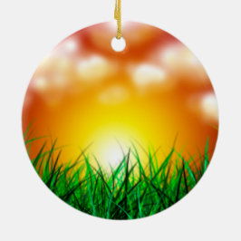 草原に広がる美しい日の出 セラミックオーナメント