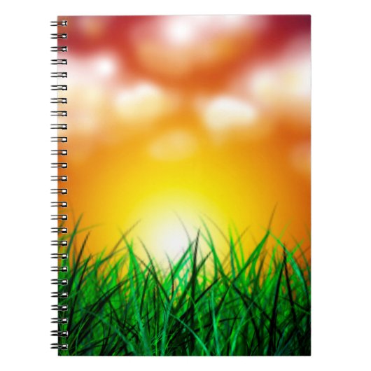 草原に広がる美しい日の出 ノートブック (正面)