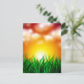 草原に広がる美しい日の出 ポストカード (スタンド正面)