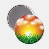 草原に広がる美しい日の出 マグネット (正面/裏面)