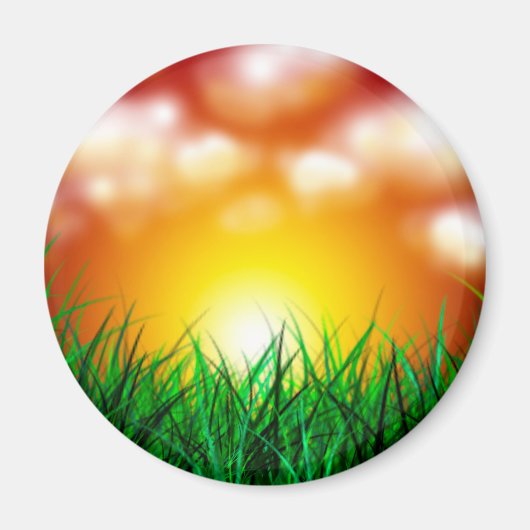 草原に広がる美しい日の出 マグネット (正面)