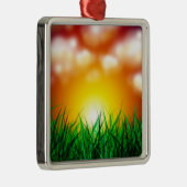 草原に広がる美しい日の出 メタルオーナメント (右)