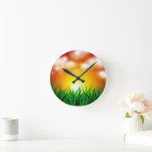 草原に広がる美しい日の出 ラウンド壁時計 (ホーム)
