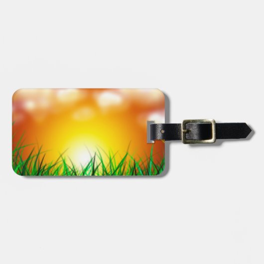 草原に広がる美しい日の出 ラゲッジタグ (正面横)