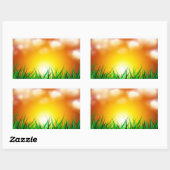 草原に広がる美しい日の出 長方形シール (シート)