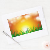 草原に広がる美しい日の出 長方形シール (封筒)