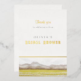 草原に花が咲く ブライダルシャワーの感謝カード 箔招待状