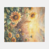 草原のひまわり フリースブランケット (正面(横))