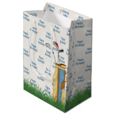 草原のゴルフバッグ誕生日 ミディアムペーパーバッグ (正面アングル)