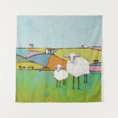 草原のヒツジ タペストリー (正面(横))