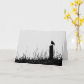 草原のヒバリのシルエットのメッセージカード カード (黄色い花)