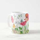 草原のマグの水彩画のケシ コーヒーマグカップ (正面左)