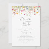 草原のワイルドフラワーブランチとブライダルシャワー 招待状 (正面)