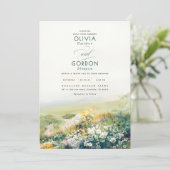 草原のワイルドフラワー 水彩画 自然 ウェディング 招待状 (スタンド正面)