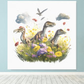 草原のヴェロキラプトル キャンバスプリント (インサイチュ (ウッドフロア))