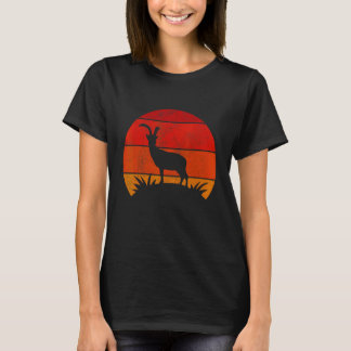 草原の土地のビンテージ ヤギ シルエット ファーム アニマル Tシャツ