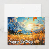 草原の晴れた日 | 誕生日おめでとう ポストカード (正面/裏面)