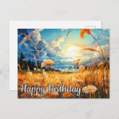 草原の晴れた日 | 誕生日おめでとう ポストカード (正面/裏面)