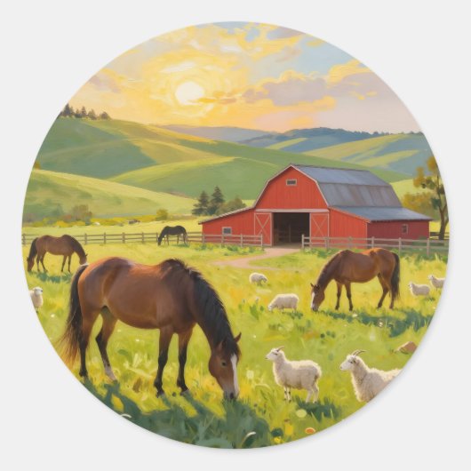 草原の朝の光 -  ラウンドシール (正面)