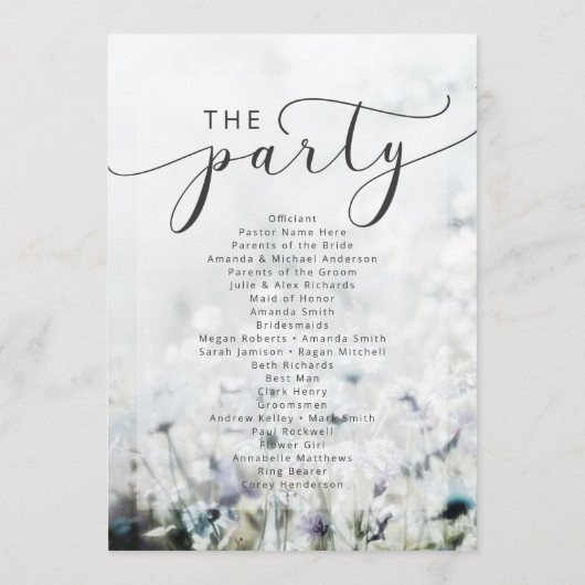 草原の歌がフェードする野生の花の結婚式の儀式 プログラム (裏面)