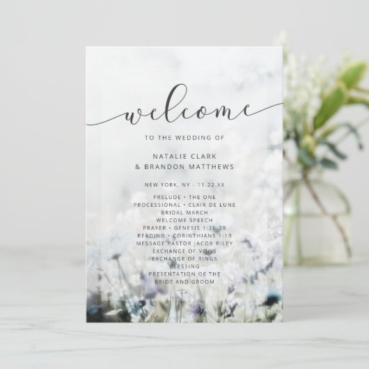 草原の歌がフェードする野生の花の結婚式の儀式 プログラム (スタンド正面)