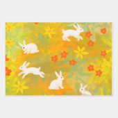 草原の白いバンニー ラッピングペーパーシート (正面3)