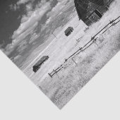 草原の納屋のモノクロ写真 薄葉紙 (詳細)