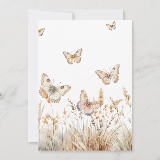 草原の蝶とポット 赤ちゃん歓迎パーティー 招待状 (裏面)